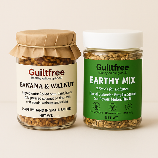 Banana Walnut Granola + Earthy Mix (A perfect pair—140g of granola fuel & 140g of seed strength.
